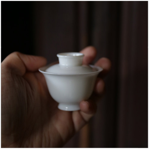 潮州工夫茶小白玉盖碗单人