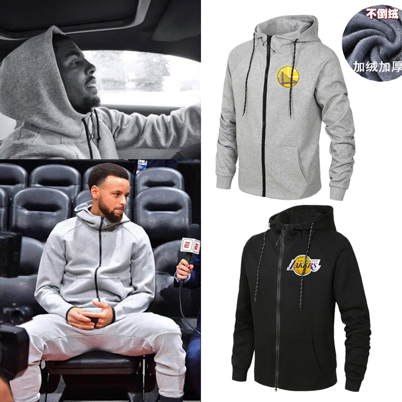 湖人勇士篮球运动外套连帽拉链