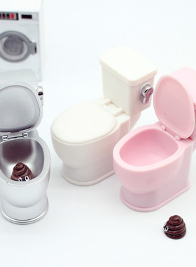 Dollhouse娃娃屋仿真马桶坐便器 有冲水声 迷你卫浴模型ob11场景