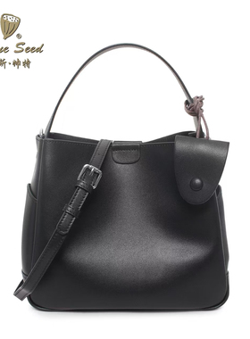 劳斯帅特新款女士休闲背包斜挎包牛皮包黑色真皮单肩背包K2-1692C