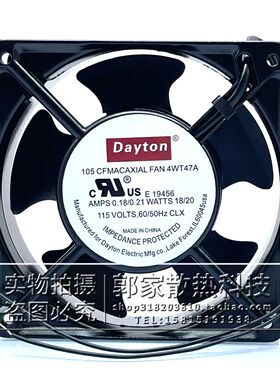 全新Dayton风机 4WT47A 12CM 12038 115V 0.18/0.21A机柜散热风扇