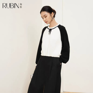 如缤RUBIN春装新款女装长袖圆领撞色卫衣休闲上衣6A11V61797