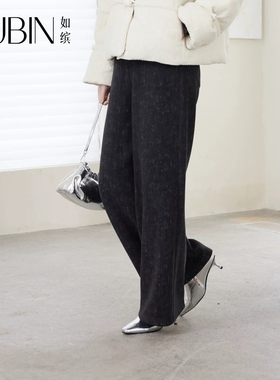 如缤RUBIN2024冬季新款女装显瘦烟管裤直筒高腰休闲裤6L51K63321