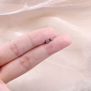 耳钉纯银迷你超小隐形耳钉不明显上班可戴耳饰防过敏养耳洞耳环女