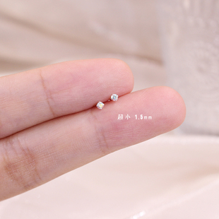 迷你小耳钉超小隐形耳饰不明显镭射钻防过敏养耳洞耳骨钉睡觉免摘
