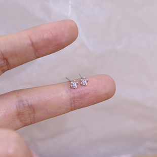 纯银耳钉不明显隐形花朵耳钉防过敏精致小巧双耳洞耳环甜美可爱女