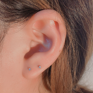 耳钉纯银迷你超小隐形耳钉不明显上班可戴彩色锆石极小耳饰养耳洞
