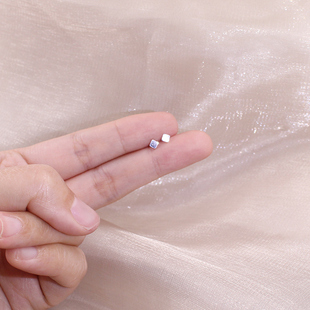 耳钉纯银迷你超小隐形耳钉方块不明显耳饰防过敏养耳洞银针耳环女