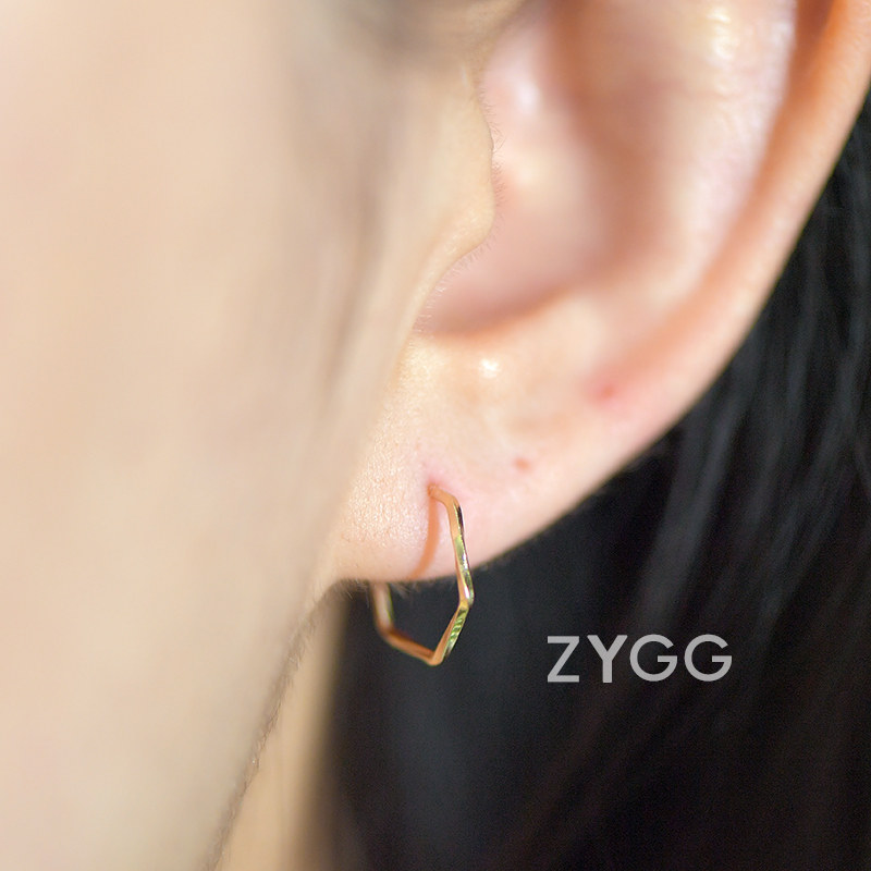 螺旋耳圈耳环14K不规则麻花男士耳圈纯银单只潮男酷帅防过敏耳钉