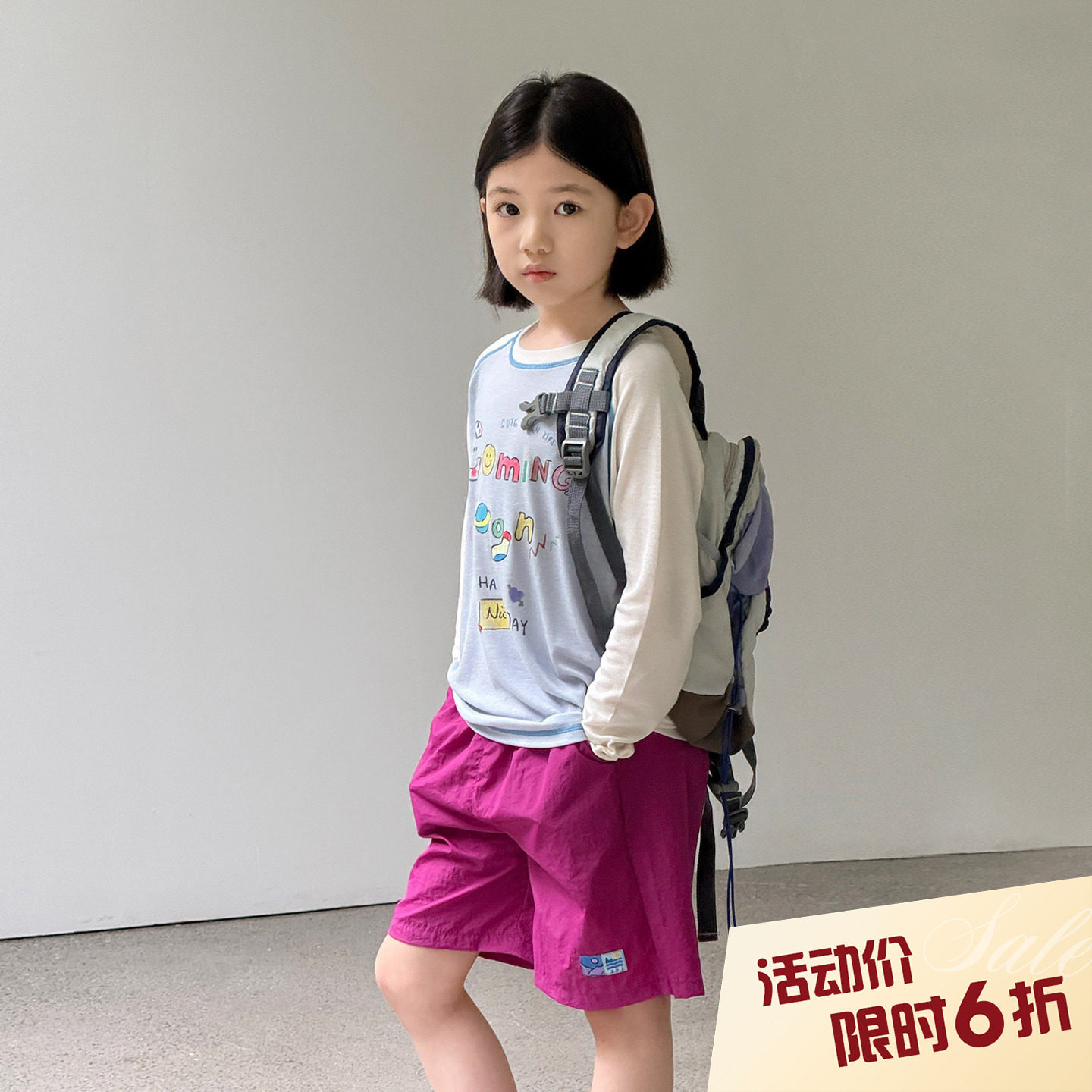 【莱赛尔】柒号童仓亲子卡通长袖T恤春夏新款女童透气罩衫上衣图片