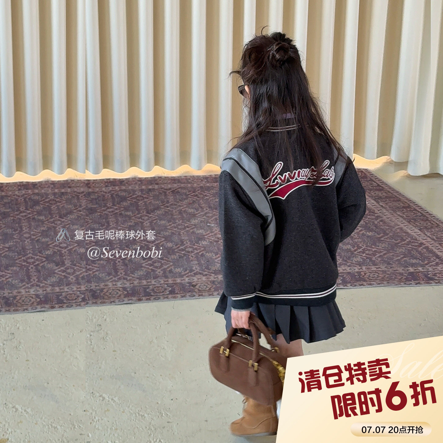 【亲子】柒号童仓女大童加厚棒球服冬装新款儿童夹克休闲呢子外套