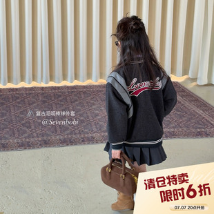 【亲子】柒号童仓女大童加厚棒球服冬装新款儿童夹克休闲呢子外套