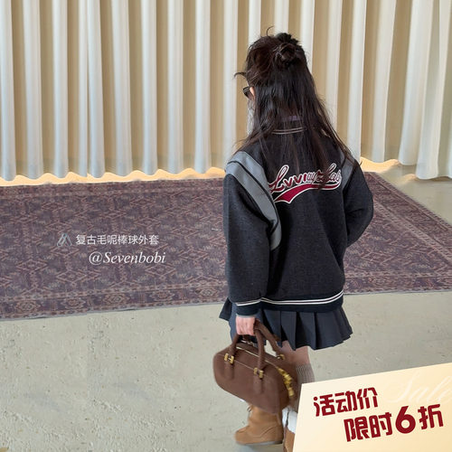 【亲子】柒号童仓女大童加厚棒球服冬装新款儿童夹克休闲呢子外套