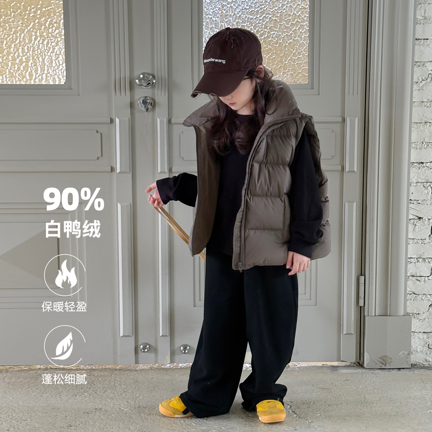 【亲子】柒号童仓女大童时尚保暖羽绒马甲冬装儿童韩版无袖外套潮