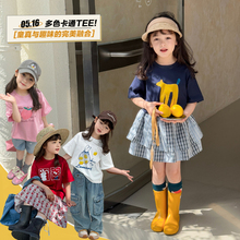 柒号童仓女大童韩版时髦卡通短袖T恤夏装新款儿童圆领百搭上衣潮
