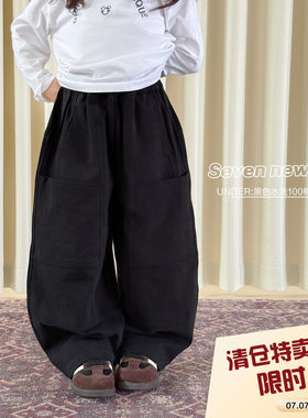 柒号童仓女大童韩版洋气宽松香蕉裤秋冬新款儿童休闲高腰哈伦裤潮