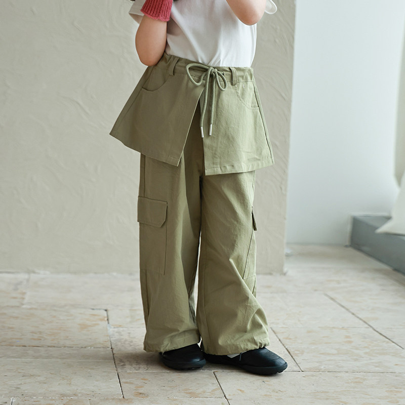 【亲子】柒号童仓女童韩版设计感裙裤工装裤春夏新款儿童高腰裤子