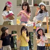 新款 女大童显瘦休闲上衣潮 百搭短袖 T恤夏装 亲子 柒号童仓韩版