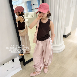 【亲子】柒号童仓女大童美式工字形运动背心夏装新款儿童吊带上衣
