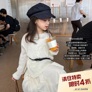 柒号童仓女大童韩版时尚圆领毛衣秋装新款套头针织卡通宽松上衣潮