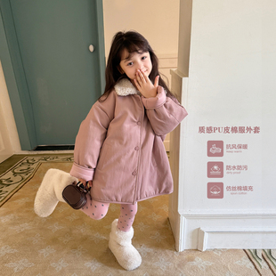 儿童毛领棉衣外套 新款 柒号童仓女大童时尚 保暖皮衣棉服冬装