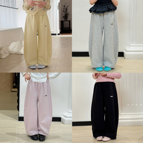 【亲子】柒号童仓女大童韩版洋气阔腿弯刀休闲裤春装新款运动卫裤