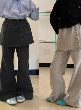 【亲子】柒号童仓女大童设计感屁帘微喇休闲裤春装新款洋气卫裤潮