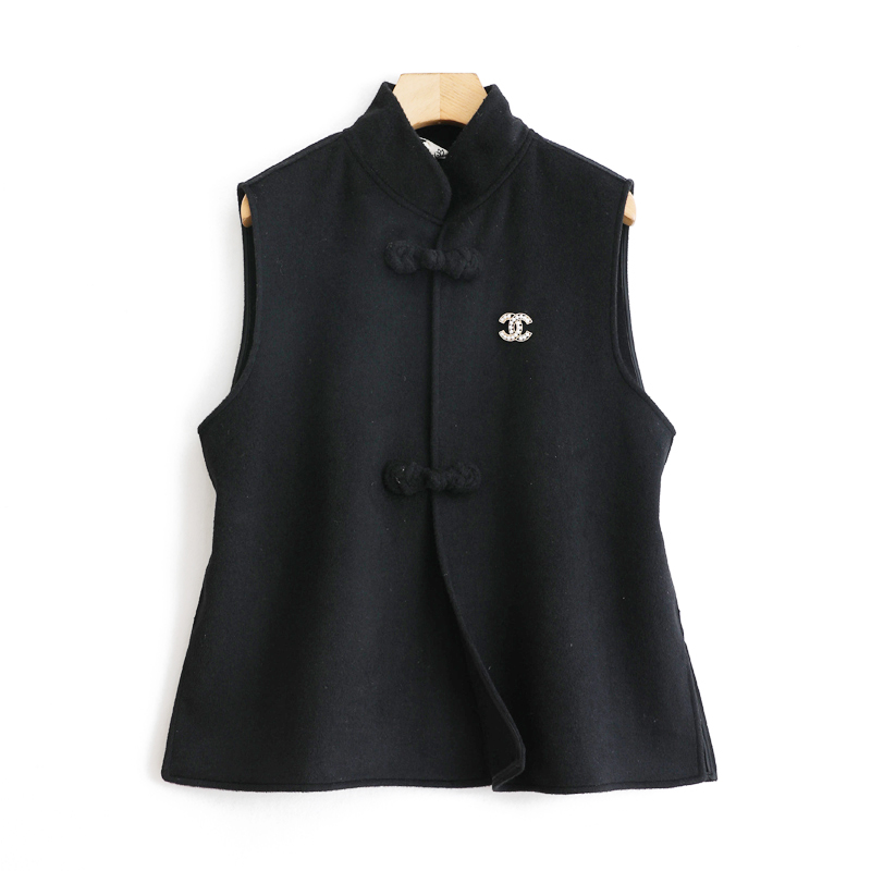 摩登复古中式盘扣羊毛双面绒马甲