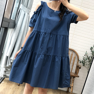 甜美减龄木耳边露肩娃娃连衣裙女夏季新款短袖设计感a字裙子