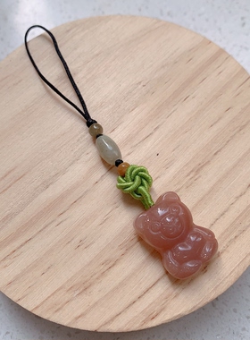 草莓晶小熊手机挂件