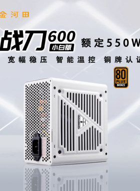 金河田战刀600纯白电源铜牌认证静音节能宽幅额定550W台式机电源