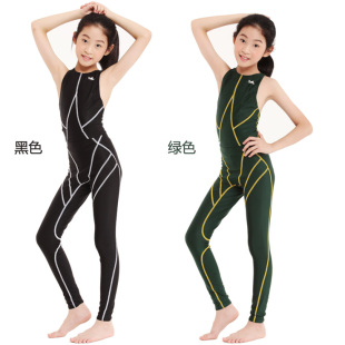 英发专业鲨鱼皮女式 连体泳衣比赛全身泳衣977儿童款