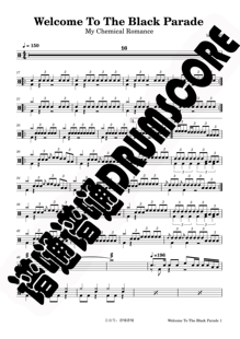 Welcome To The Black Parade鼓谱 乐队鼓谱 架子鼓谱 链接图