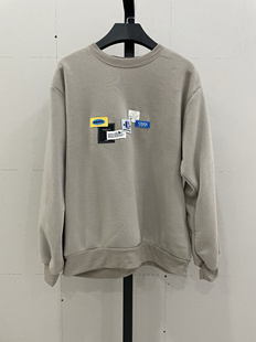 外单薄绒remake拼布圆领卫衣复古宽松简约通勤时尚休闲上衣长袖