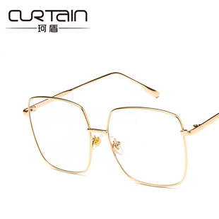 2512珂盾2018款 复古文艺多边形平光镜四方大框 方形金属眼镜框