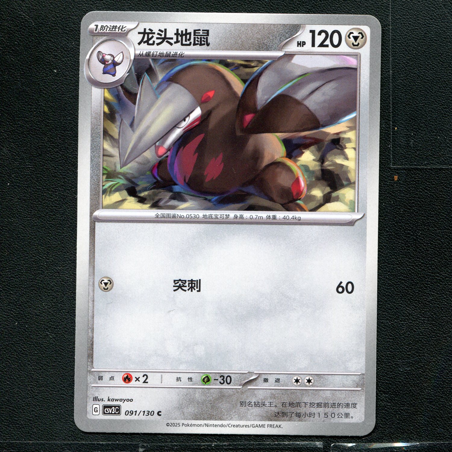 宝可梦TCG 正版卡牌 11.0无畏太晶 龙头地鼠 CSV3C-091 简中图片