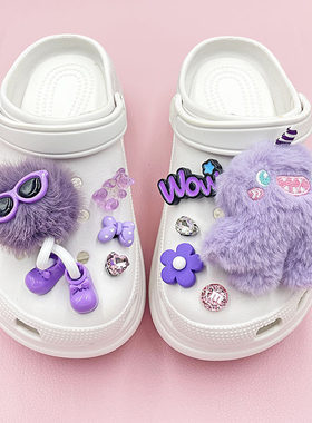 适配卡骆驰croc洞洞鞋配饰鞋花女毛绒毛球冬天高级感可爱网红装饰