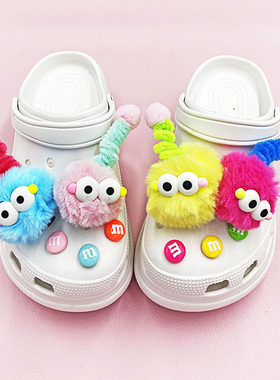 适配crocs卡洛驰洞洞鞋配饰毛绒毛球ins鞋花装饰扣少女可爱扭扭棒
