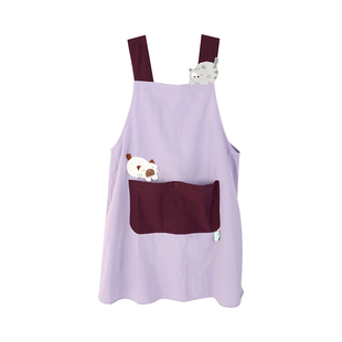 日本卡拉猫特色卡通可爱时尚 厨房高档围裙 纯棉防污服布艺术无袖