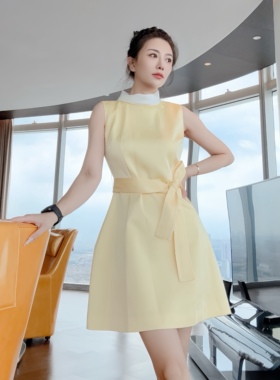 ORG黄杨钿甜同款 法式黑色甜美蝴蝶结无袖小香风连衣裙25新款春夏