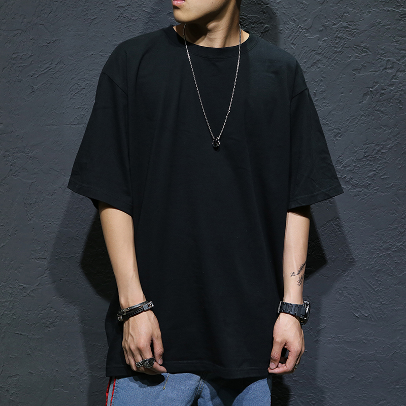 300斤胖子大码纯色短袖t恤男加肥加大半袖宽松嘻哈街舞黑白色短袖