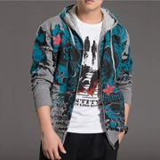 Áo len nam size lớn mùa xuân và mùa thu học sinh thanh niên phiên bản Hàn Quốc của áo hoodie cộng với phân bón XL chất béo áo len nam - Cực lớn