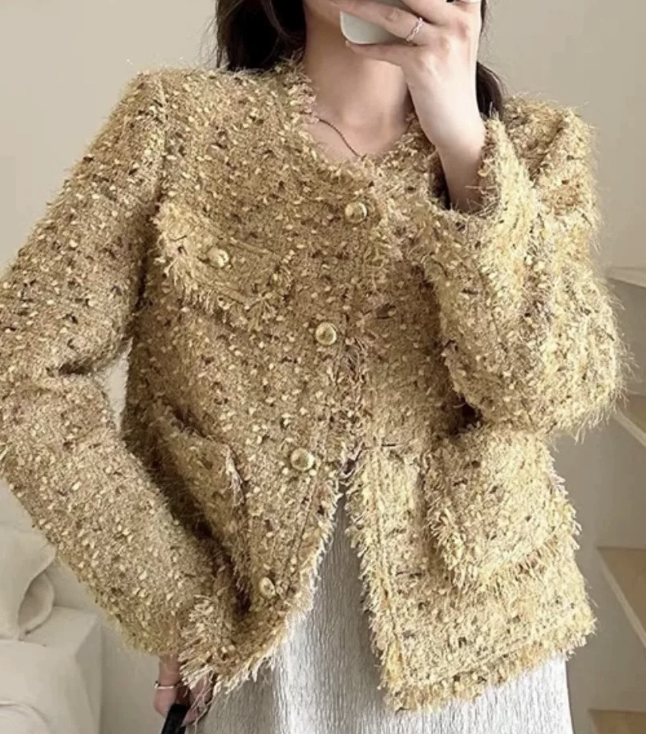 黄色千金风外套女短款惠美秋天新短外套