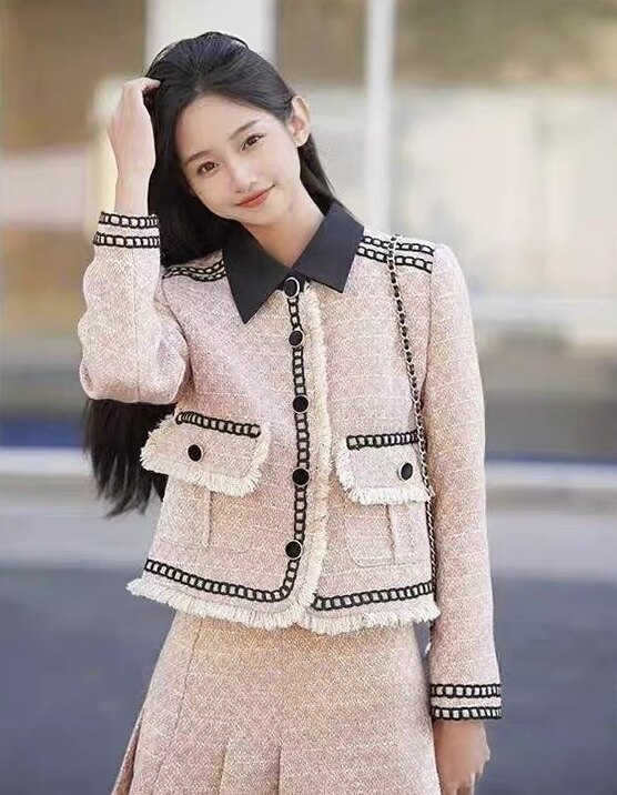 法式小香风时尚套装女秋冬装高级感小洋装轻熟短外套A字裙两件套