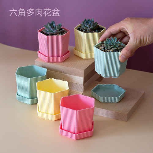 六角多肉花盆树脂简约