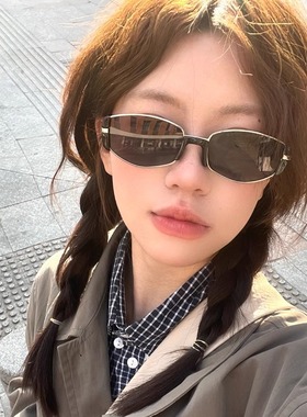 猫眼墨镜女高级感ins多边形复古小框Y2K眼镜防紫外线街拍太阳镜男