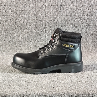 橡胶厚底耐磨防滑短筒工作防护安全鞋 外贸男士 中帮牛皮防砸劳保鞋