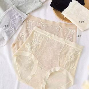 女2558 性感蕾丝网纱透气中高腰内裤 俏漾法式 轻奢纯欲系女士内裤