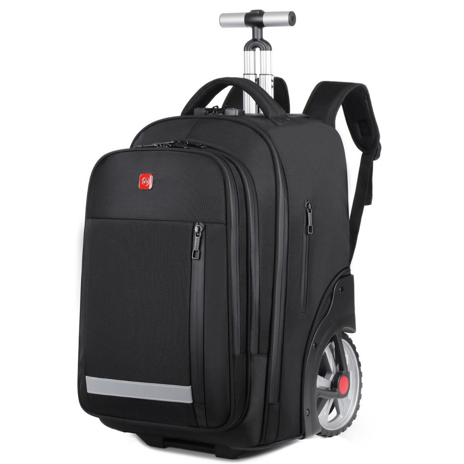 拉杆包大轮子爬楼梯多夹层大容量双肩背包学生书包防水拉链密码锁