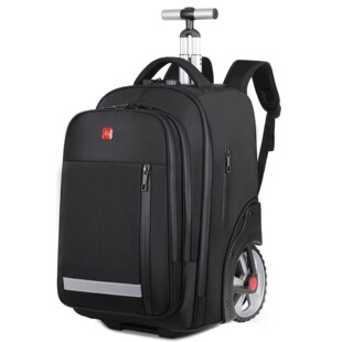 拉杆包大轮子爬楼梯多夹层大容量双肩背包学生书包防水拉链密码锁